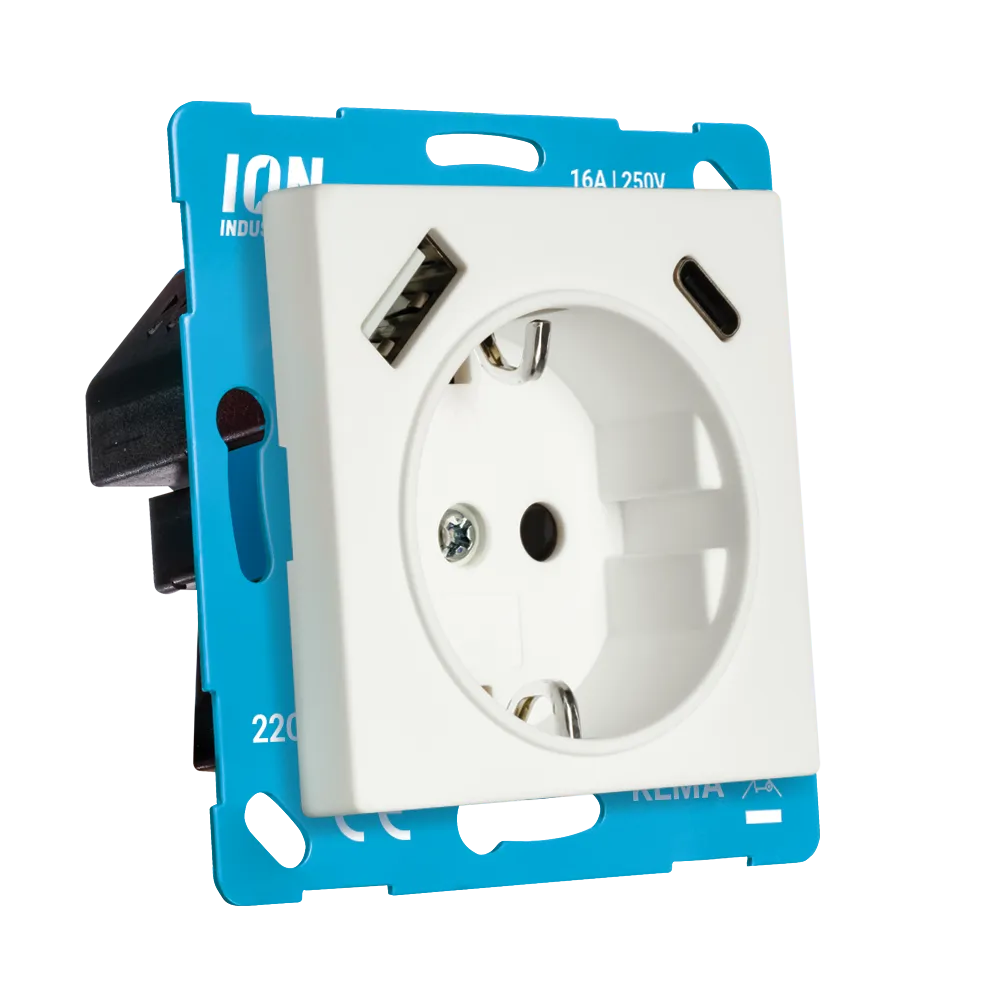 Wandcontactdoos RA USB A + USB C met Aanraakbeveiliging V1/J1 Mat Alpin Wit