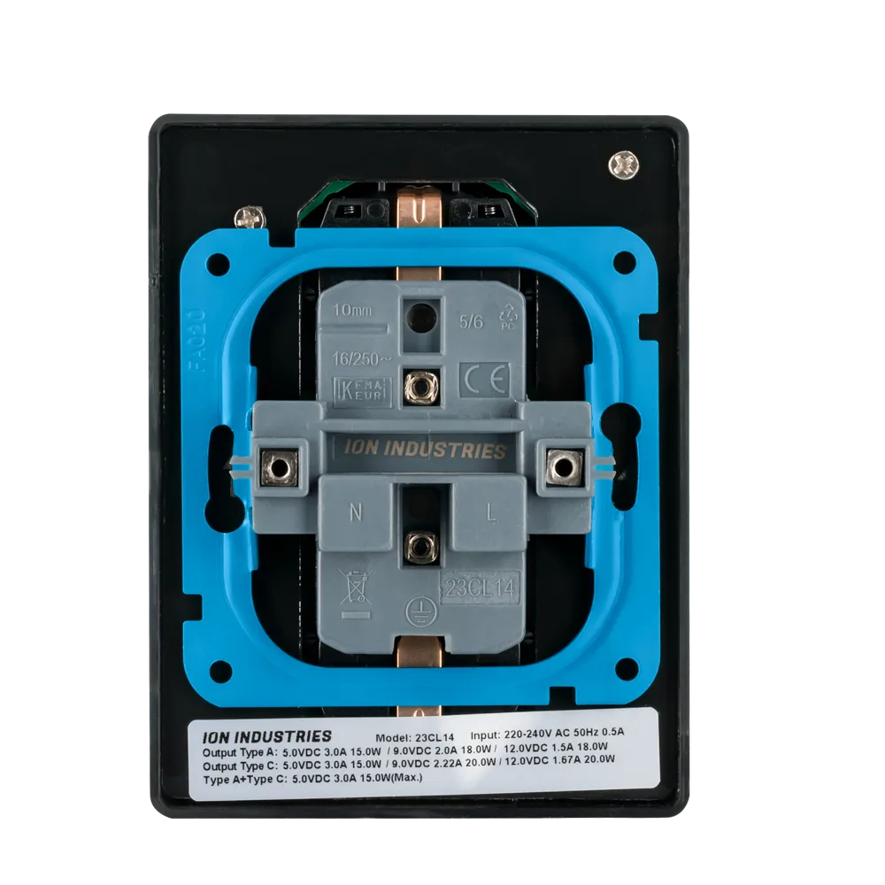 Wandcontactdoos Half Opbouw 2-voudig RA USB A + USB C Mat Zwart