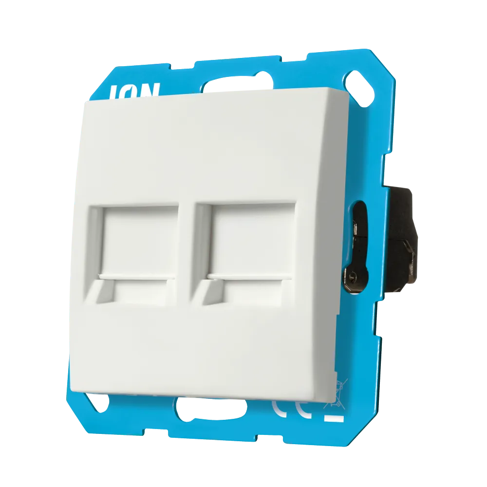 Modular Jack 2-voudig met Centraalplaat E1 Mat Alpin Wit