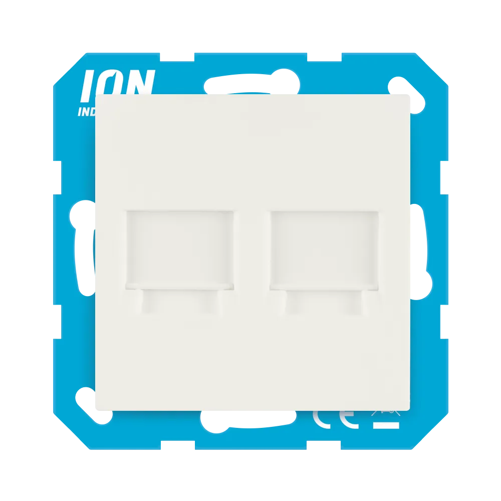 Modular Jack 2-voudig met Centraalplaat E1 Mat Alpin Wit