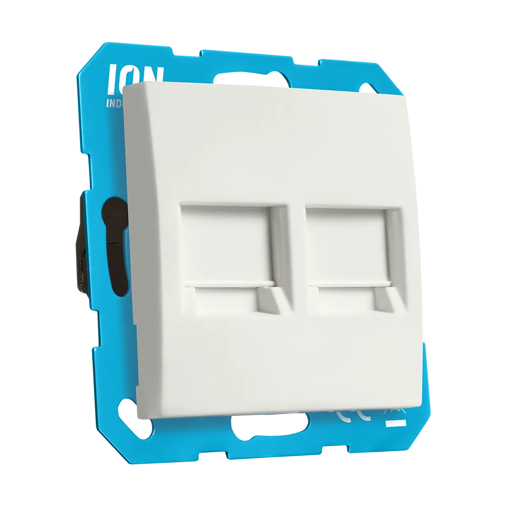 Modular Jack 2-voudig met Centraalplaat E1 Mat Alpin Wit