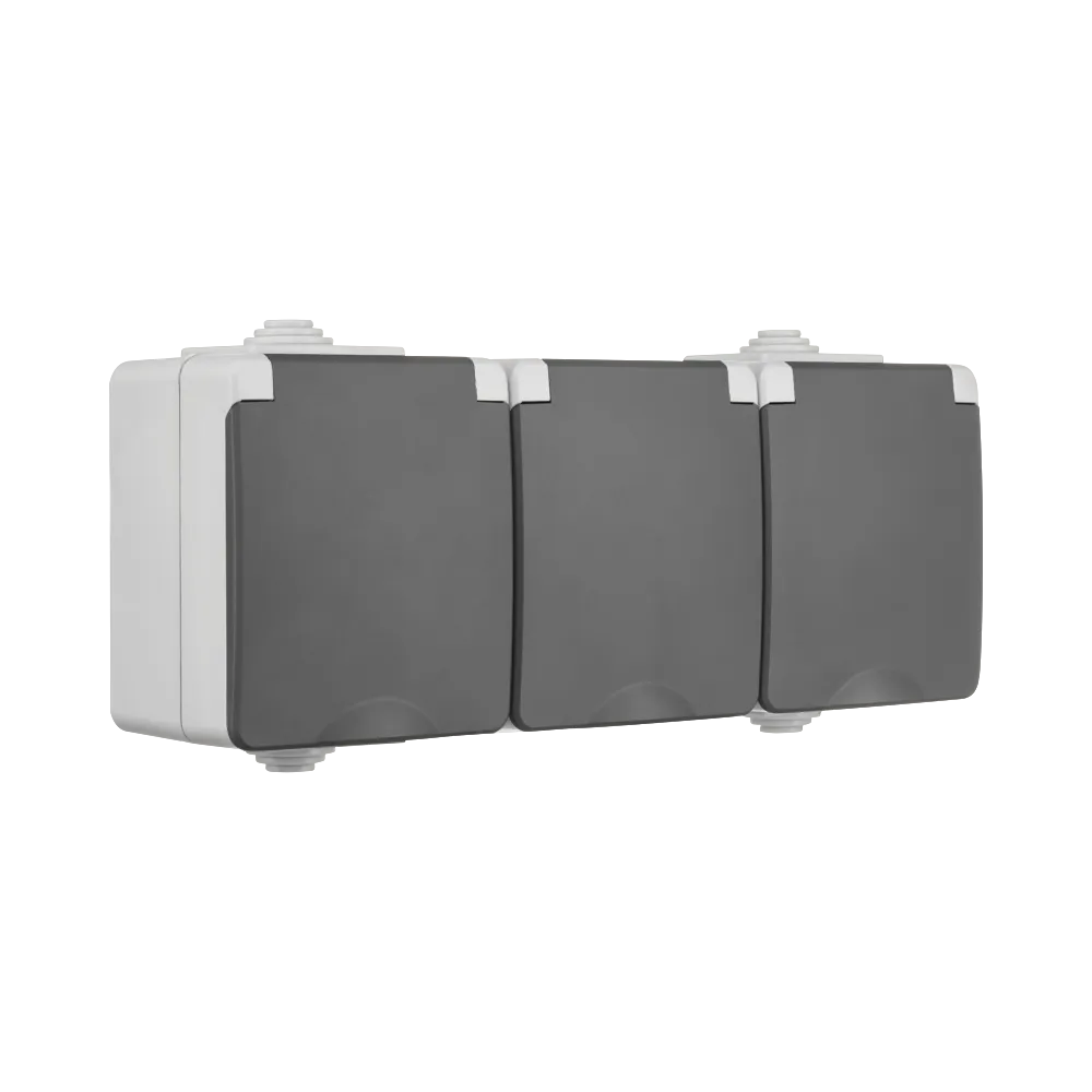Opbouw Wandcontactdoos 3-voudig IP55 Grijs