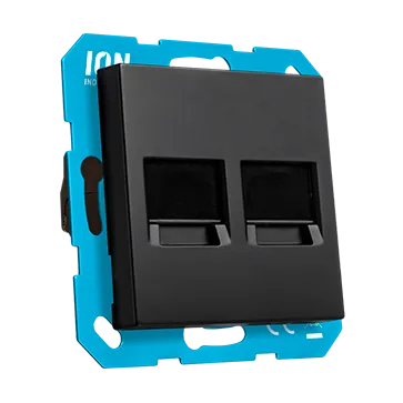 Modular Jack 2-voudig met Centraalplaat V1/J1 Mat Zwart