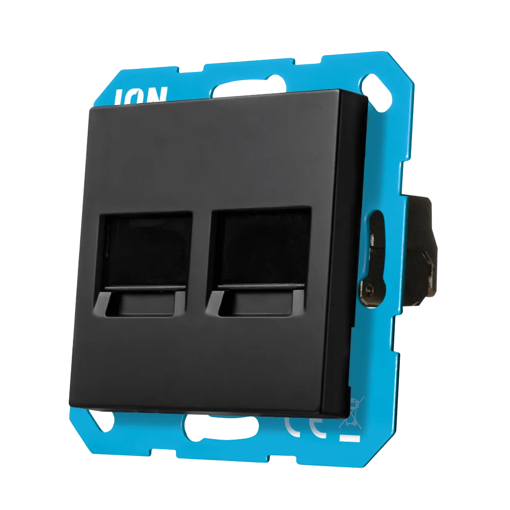 Modular Jack 2-voudig met Centraalplaat V1/J1 Mat Zwart