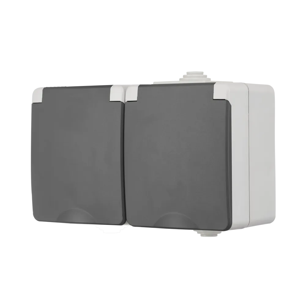 Opbouw Wandcontactdoos 2-voudig IP55 Grijs