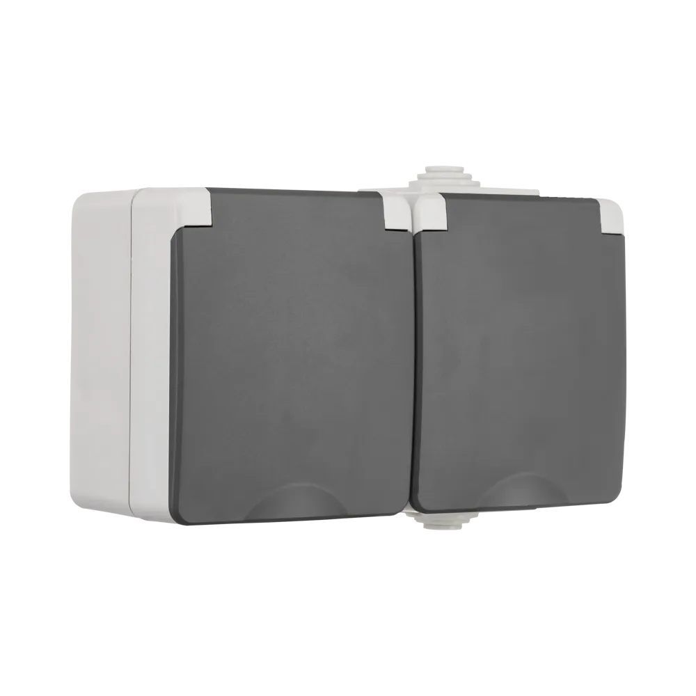 Opbouw Wandcontactdoos 2-voudig IP55 Grijs