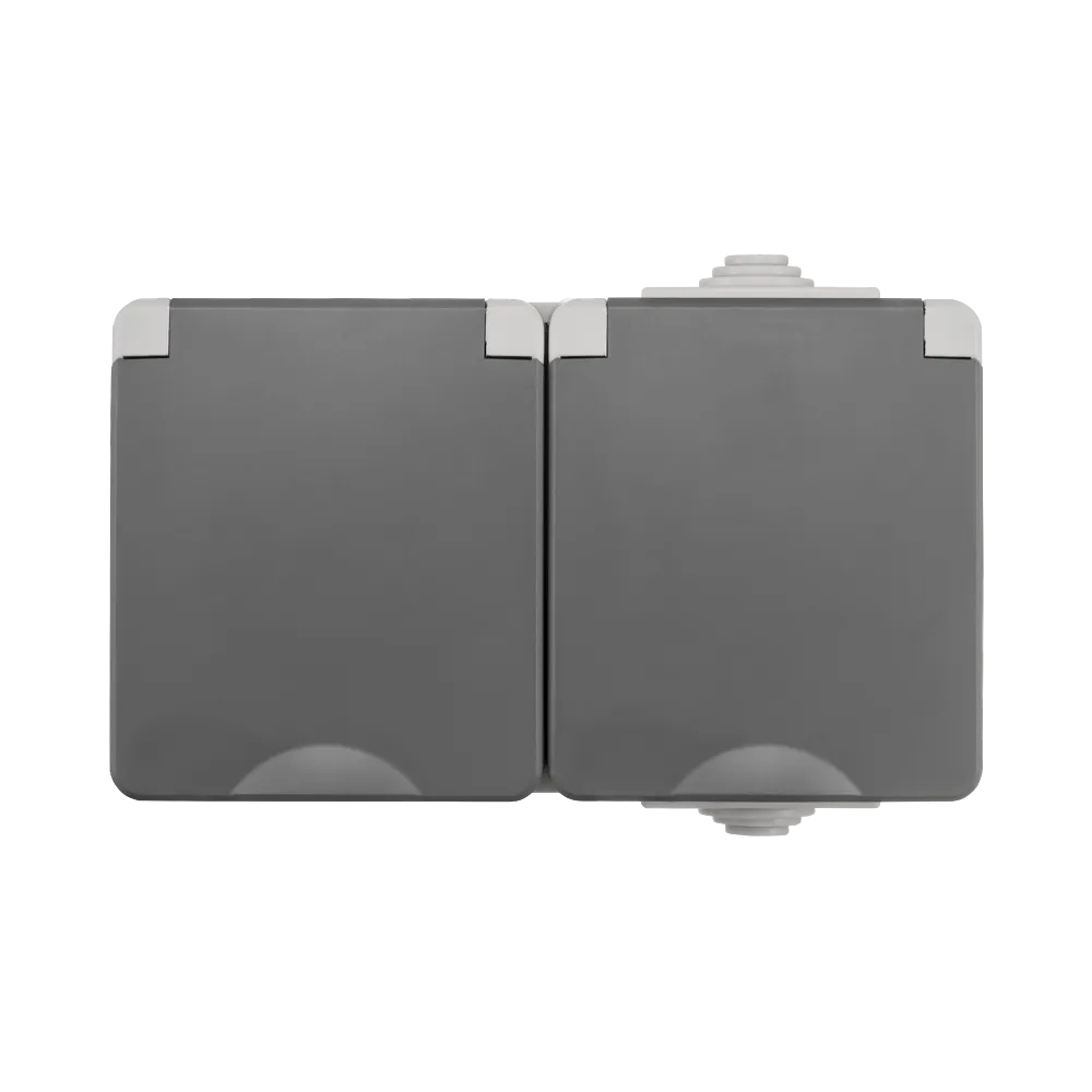 Opbouw Wandcontactdoos 2-voudig IP55 Grijs